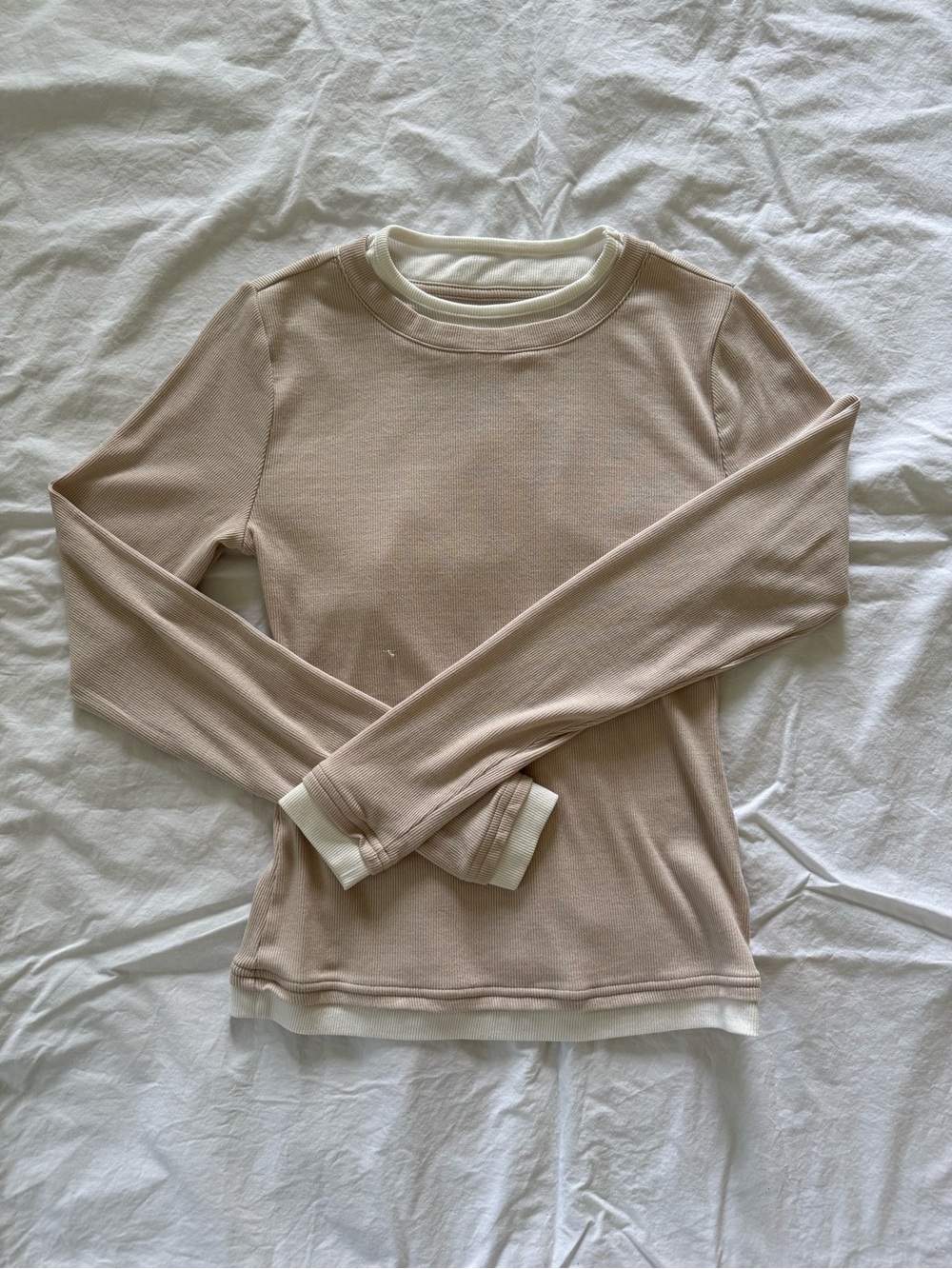 Scoop Ribbed and Layered Long Sleeve
